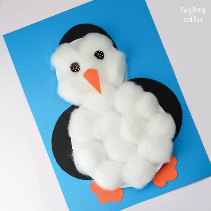 Simple Cotton Ball Penguin Craft For Kids