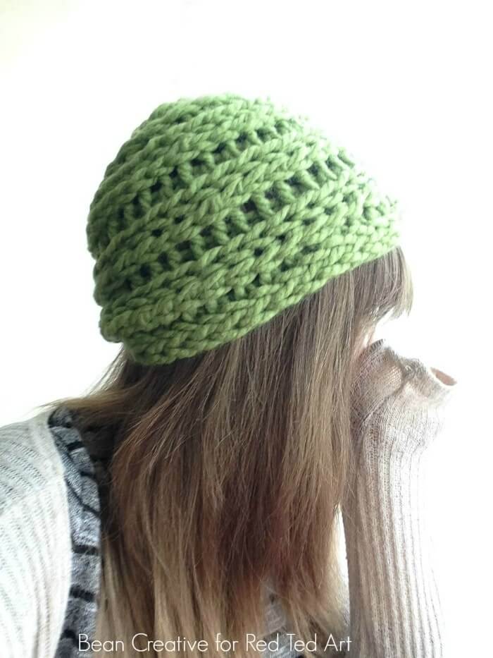 Easy Finger Knitted Winter Hat Craft Idea