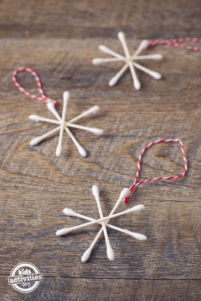 Simple Handmade Q Tip Snowflake Ornaments For Kids