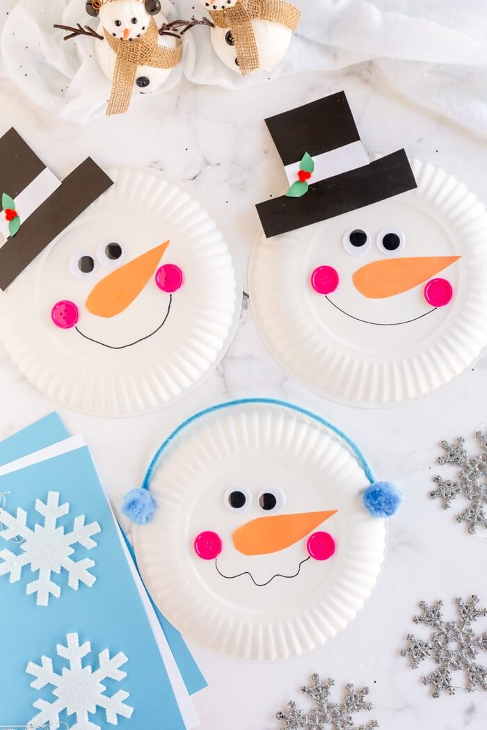 Simple Snowman Craft Using Paper Plate For Kids
