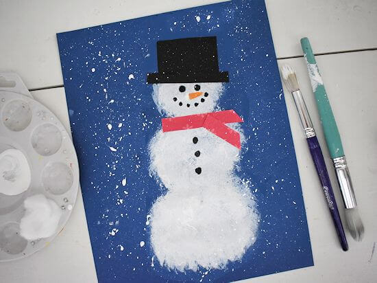 Simple To Make Stamped Snowman Craft Tutorial With Cotton Ball