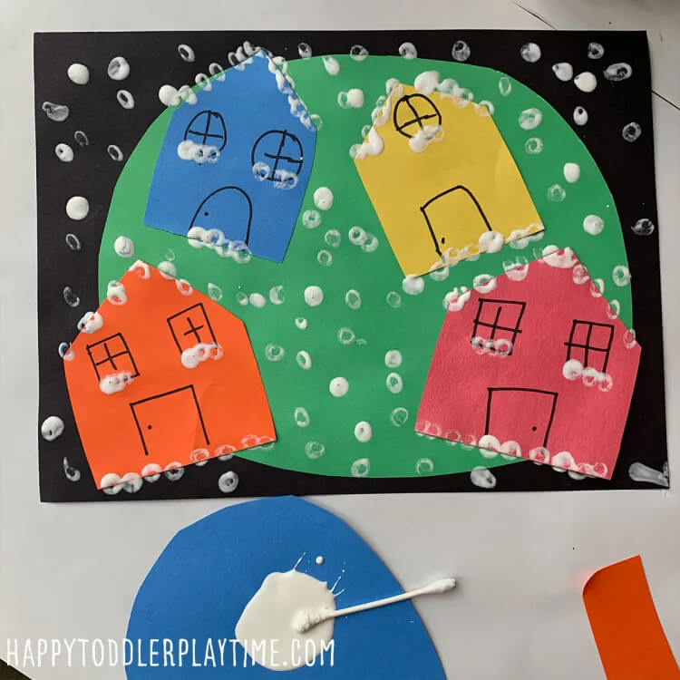 Snow Houses Craft Project Idea For Christmas Card