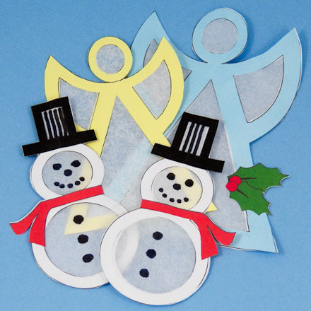 Snowman & Angel Shaped Suncatcher Ornaments For Christmas Gift Christmas Suncatcher Ideas With Tissue Paper
