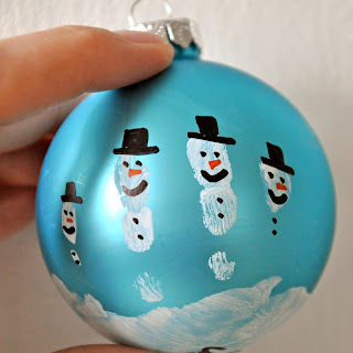 Snowman Fingerprint Ornament Craft For Kids