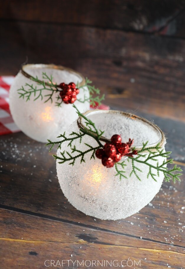 Snowy & Frosted Candle Holder To Make With Your Parents