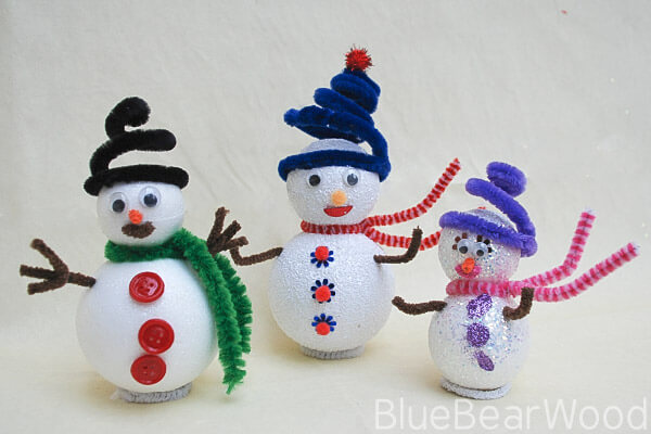 Sparkly Snowman Decoration Craft Tutorial For Kids Simple Snowman Crafts For Kids