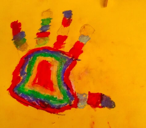Super Fun Hand Print Colored In StripesOil pastel art ideas for Preschool And Kindergarten