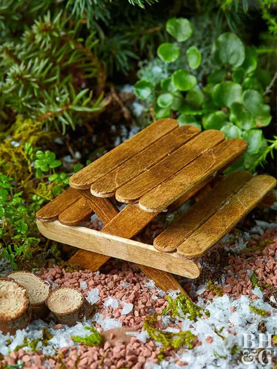 Tiny picnic table for fairy garden project Popsicle Stick Furniture Craft Tutorial
