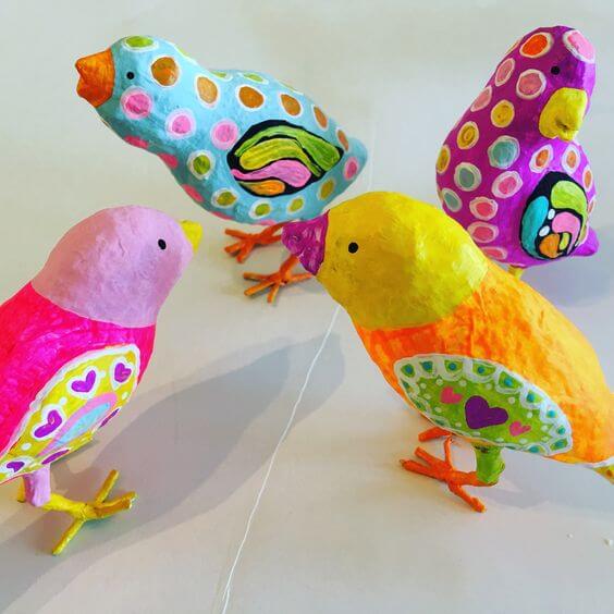Unique And Colourful Paper Mache Bird Craft Activity