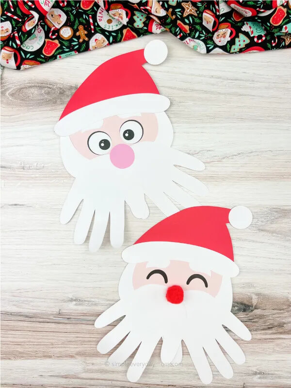 Very Easy Handprint Santa Craft Idea For Preschoolers
