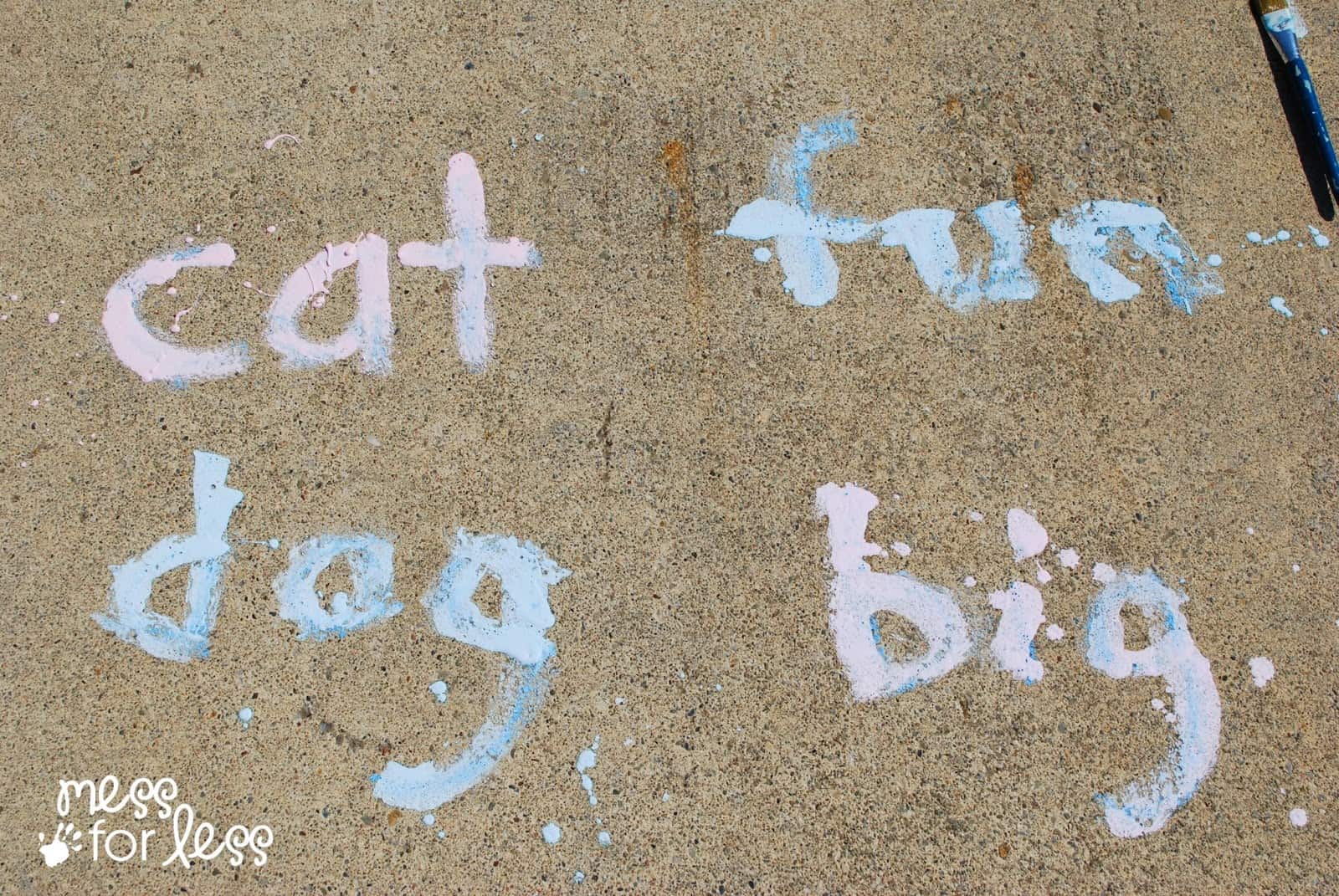 Word Tracing Learning Game Activity Using Sidewalk PaintEasy Sidewalk Chalk Ideas