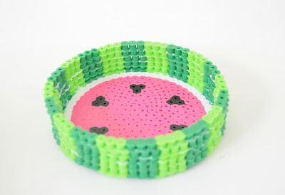 3D Watermelon Fruit Bowl Craft Out Of Perler Beads