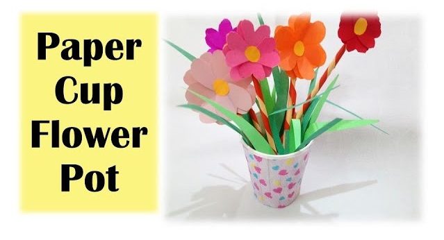 5 Min Paper Cup Flower Vase Craft DIY For Toddlers