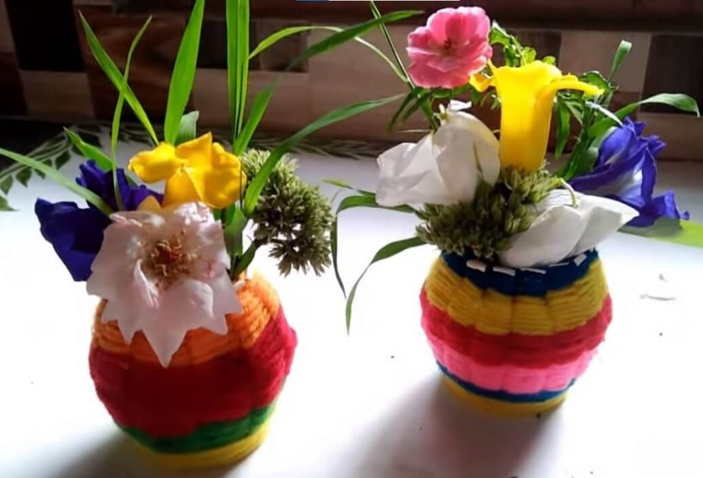5 min Craft Activity Paper Cup Flower Vase Activity For Toddlers Paper Cup And Weaving Crafts