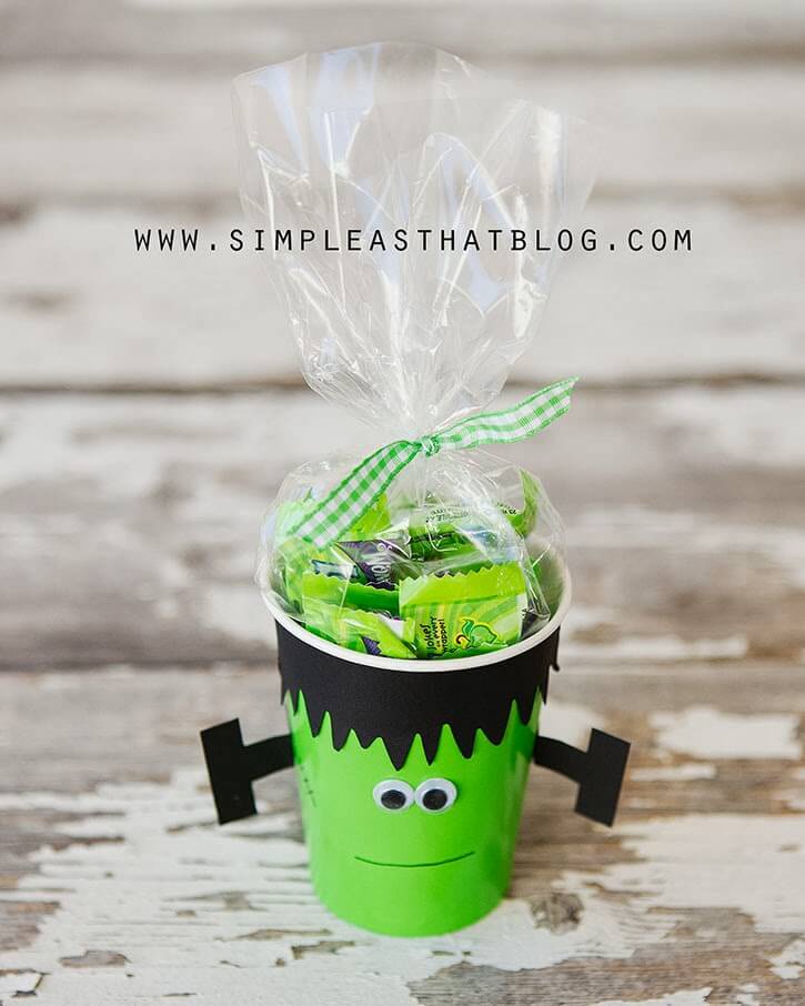 5 Min Paper Cup Frankenstein Craft For Toddlers Halloween Paper Cup Crafts