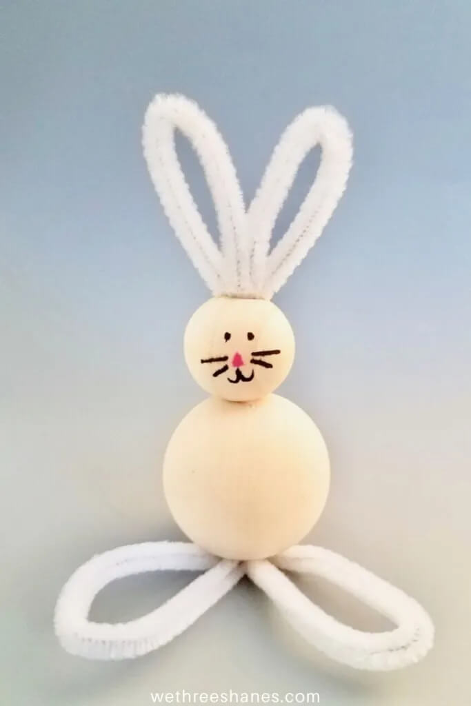 5 Minutes Cute Bunny Craft Using Wooden Beads & Pipe Cleaners Easter Beads Crafts Using Pipe Cleaner