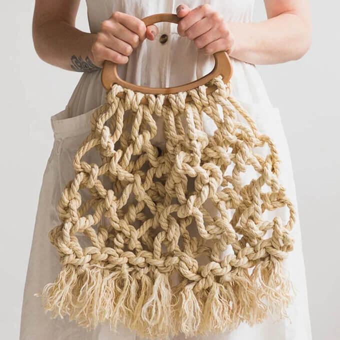 Amazing DIY Crocheted Macrame Tote Bag Using Jute
