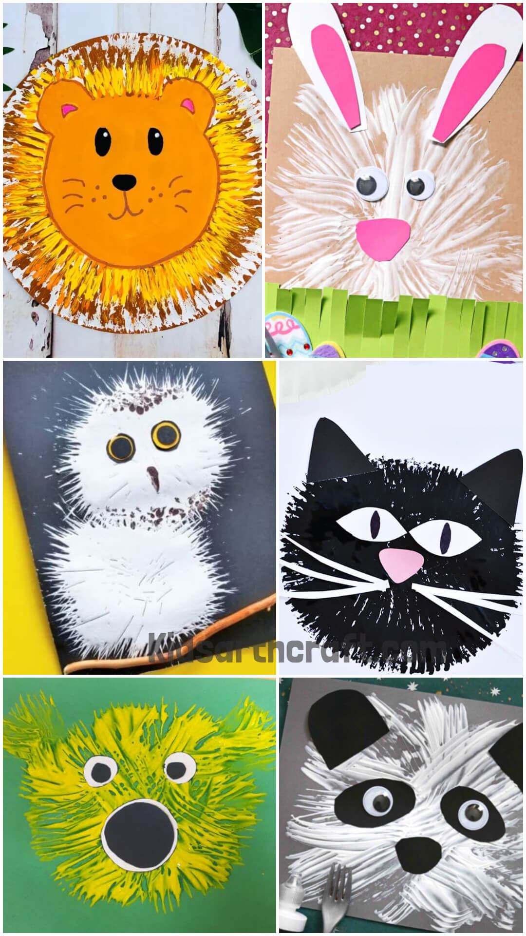 Animal Paintings Using Fork - Kids Art & Craft