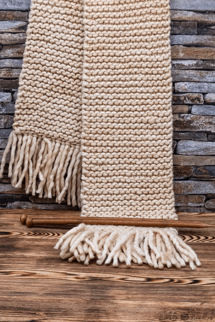 Beautiful Beige Hand Knit Scarf 