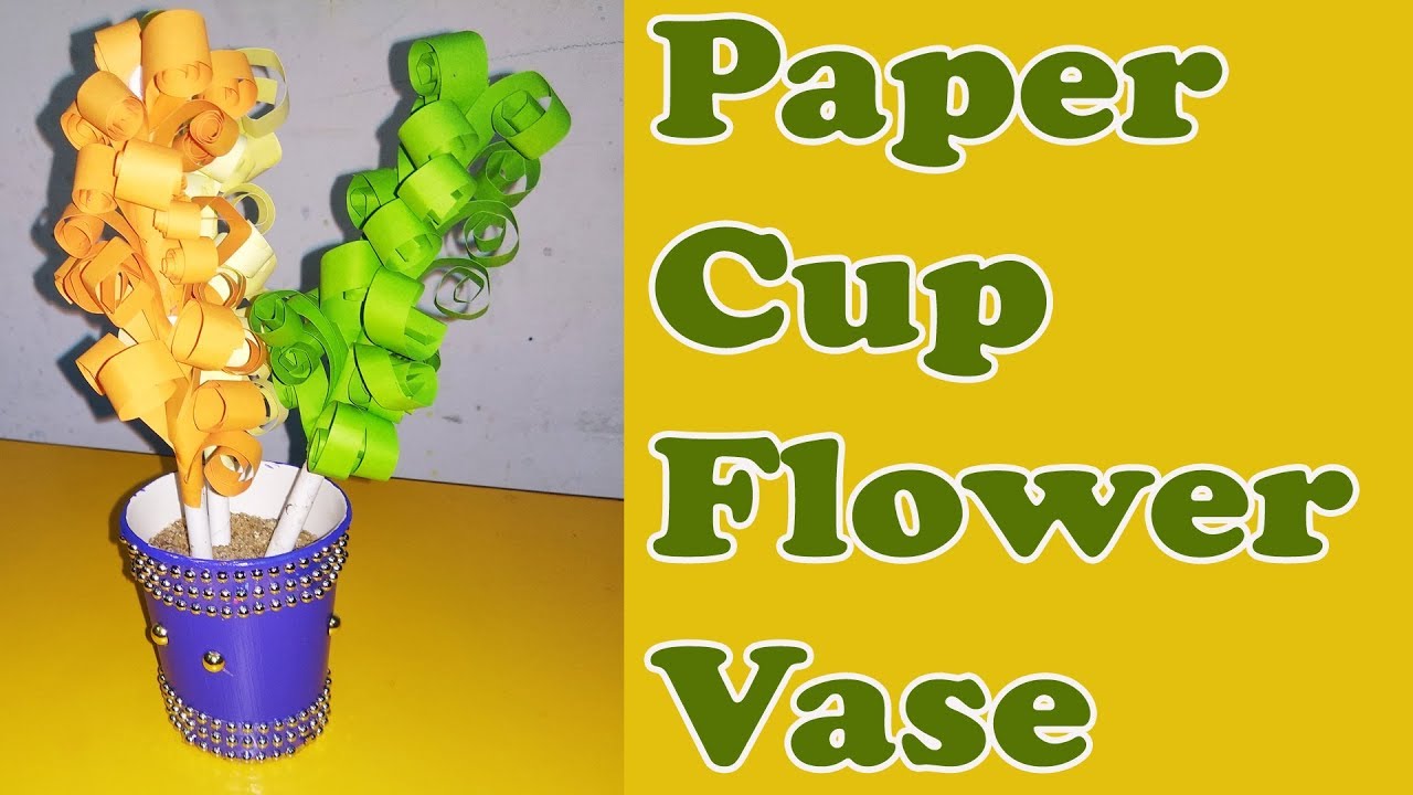 Beautiful Blue Paper Cup Flower Vase DIY For Toddlers