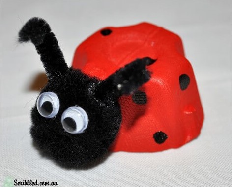 Easy-Peasy Lady Bug Crafting Idea Using Egg Carton DIY Easy Egg Carton Ladybug Crafts (