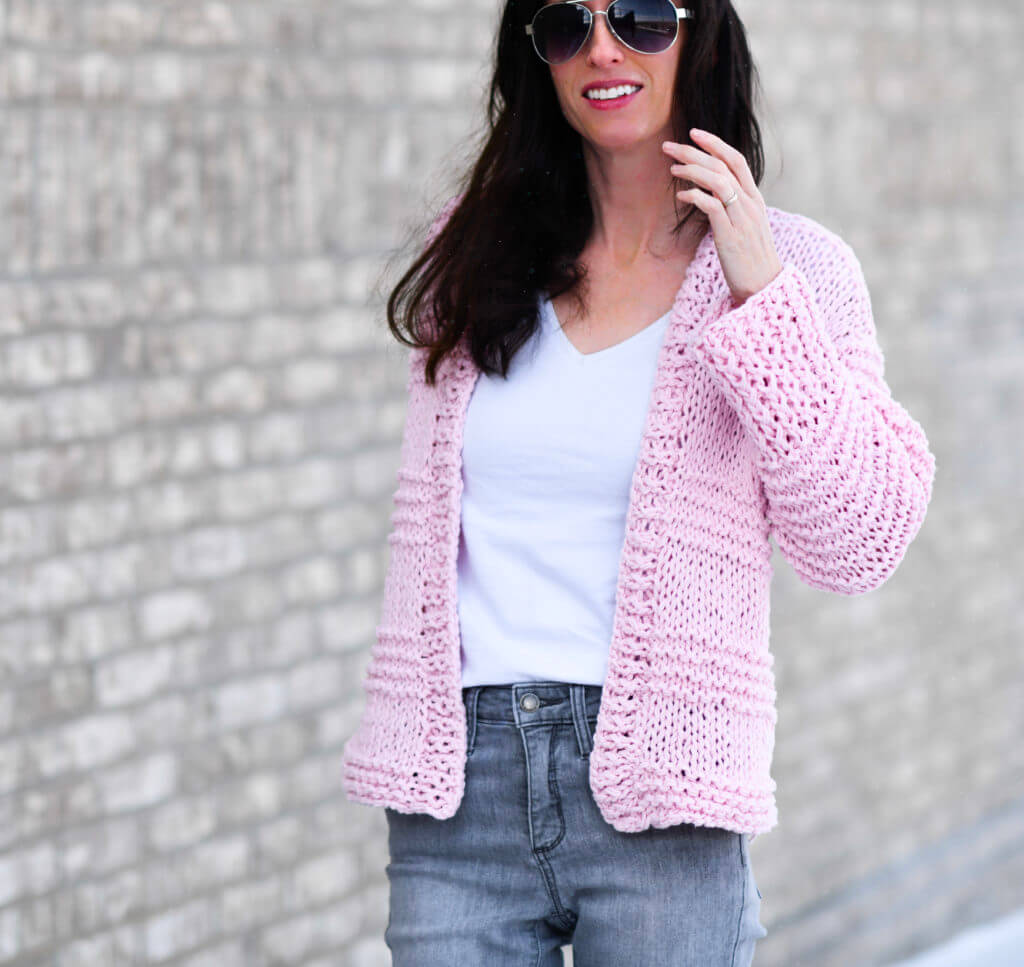 Easy Pink Crochet Cardigan Knitting Pattern For Winters : Loom Knitting Patterns