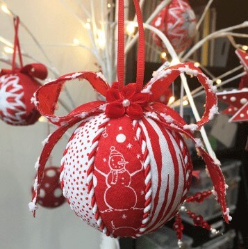 Easy & Simple Tucked Styrofoam Ball Christmas Tree Ornament Craft Idea