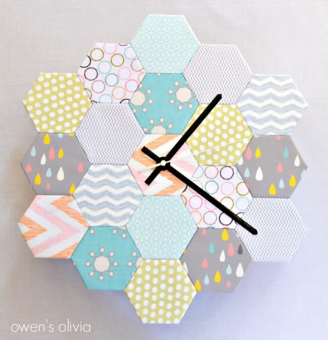Fabric Hexagon DIY Clock Craft: Fabric Craft Ideas To Make And Sell