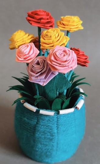 Fabulous Paper Cup And Yarn Flower Vase Craft For Kids