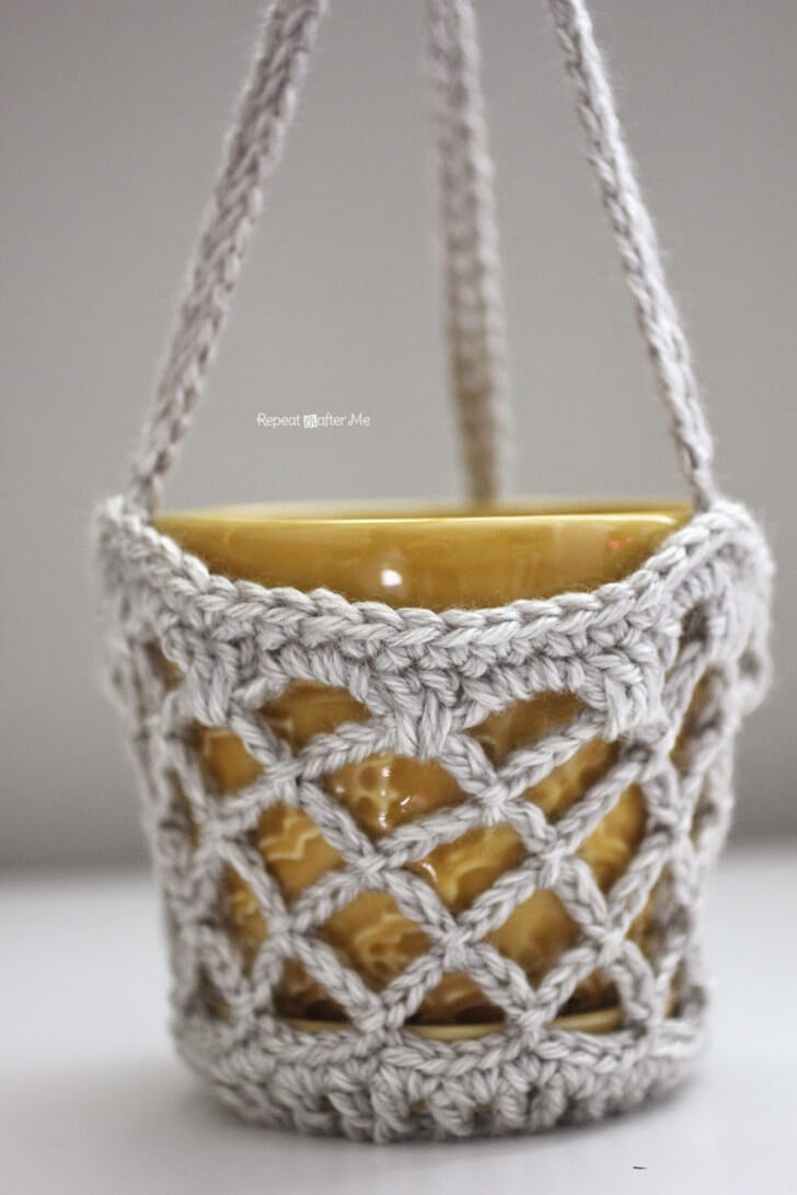 Flower Crochet Flower Pot Hanging Craft 