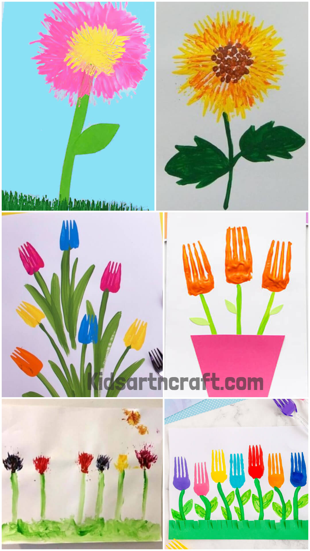Fork Flower Painting Art Ideas