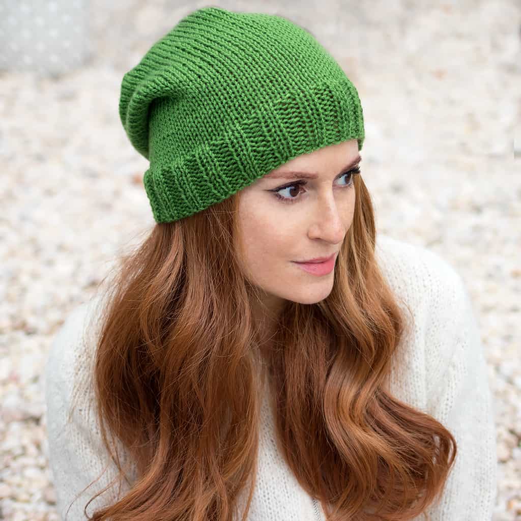 Green Yarn Cap Knitting Pattern For Winters 