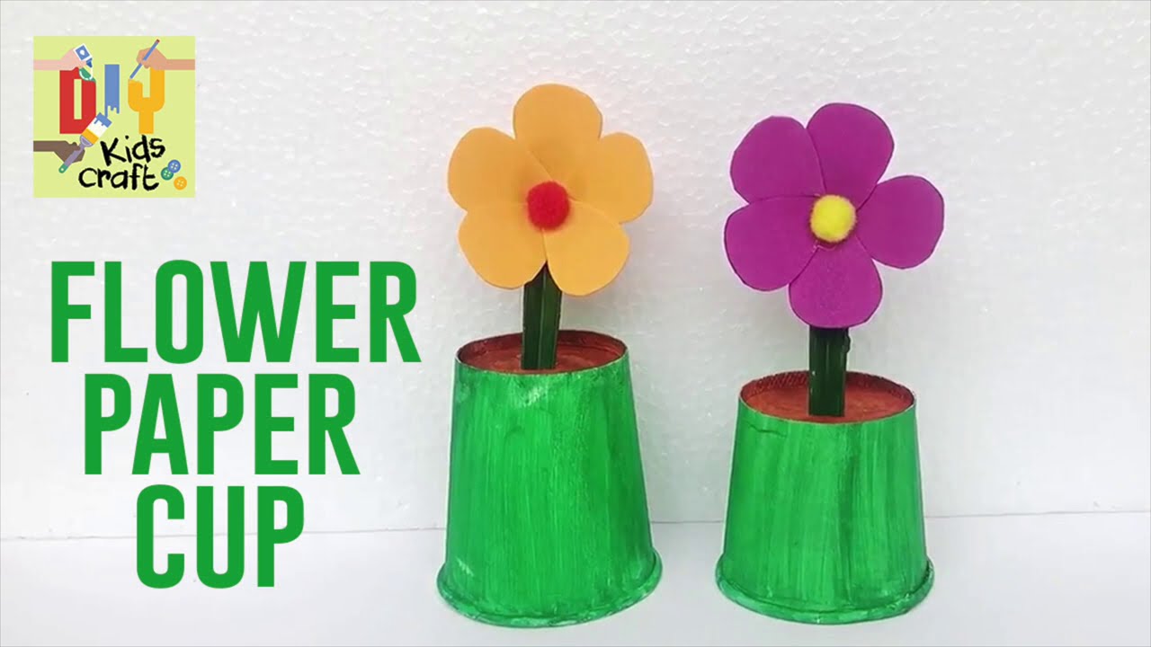 Lovely Paper Cup Flower Vase Craft For Preschoolers