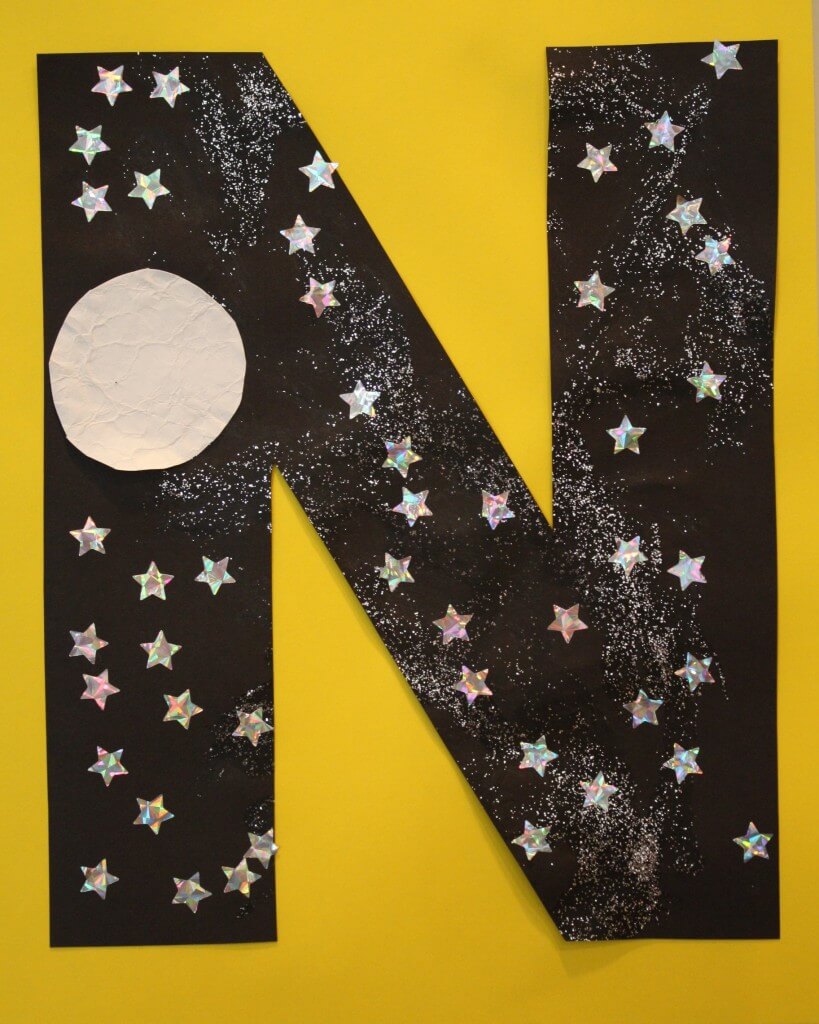 N For Night Sky Letter Recognition Learning Activity