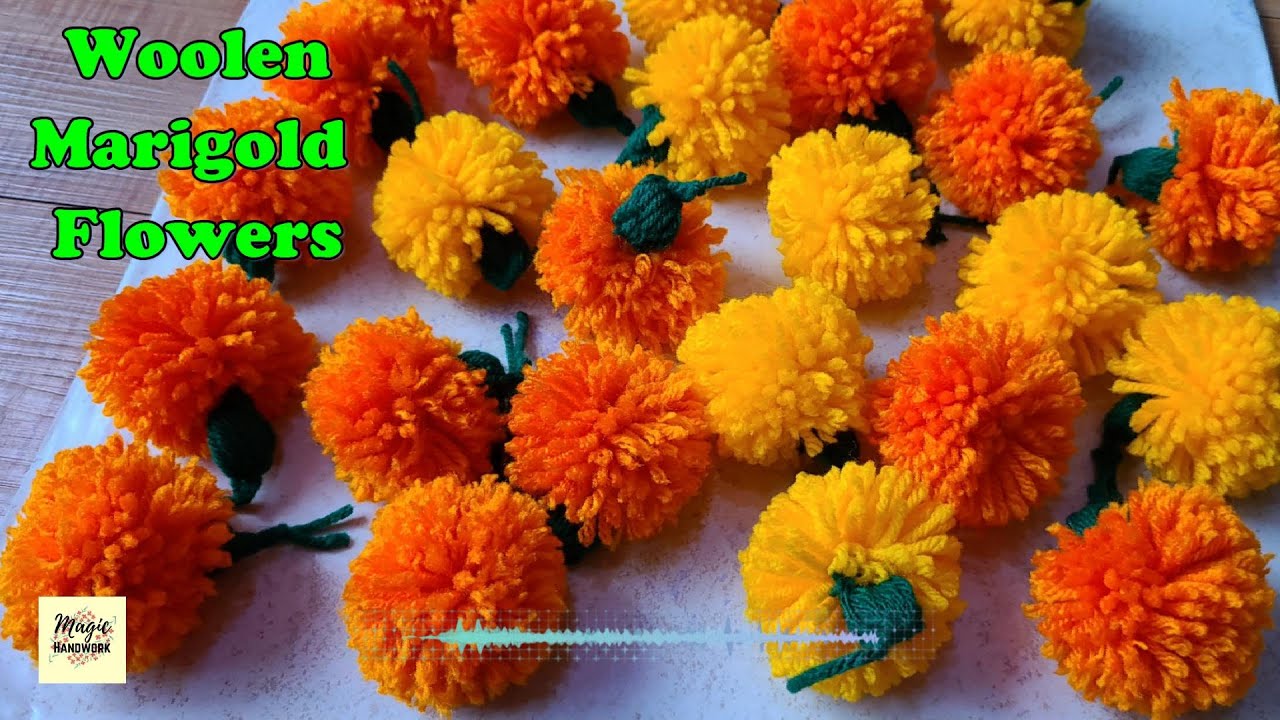Pretty Marigold Woolen Flower Craft DIY