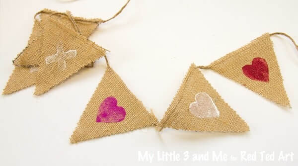 Pretty Valentine Garland Craft For Kids: Burlap Sack Craft Ideas