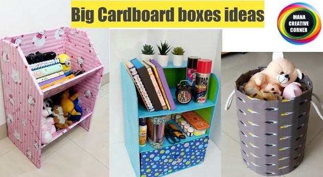 Reuse Big Cardboard Boxes Craft Idea For Storage