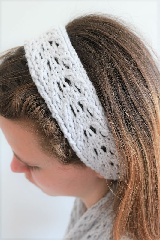 White Pretty Lace Hand Knit Headband