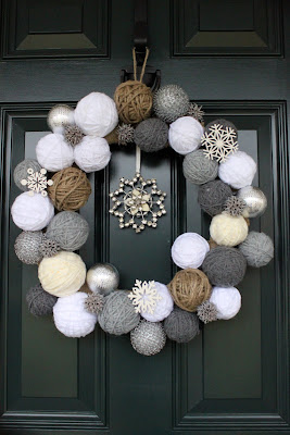 Yarn Snowball Wreath Winter Craft 