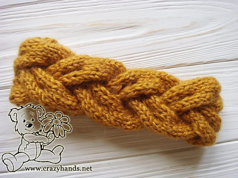 Yellow Heavy Braided  Headband: Headband Knitting Patterns