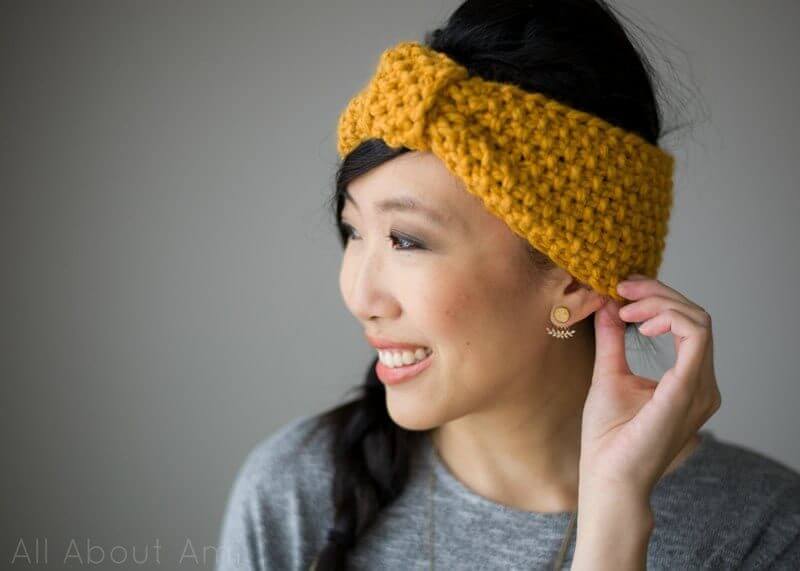 Yellow Simple Hand Knit Headband