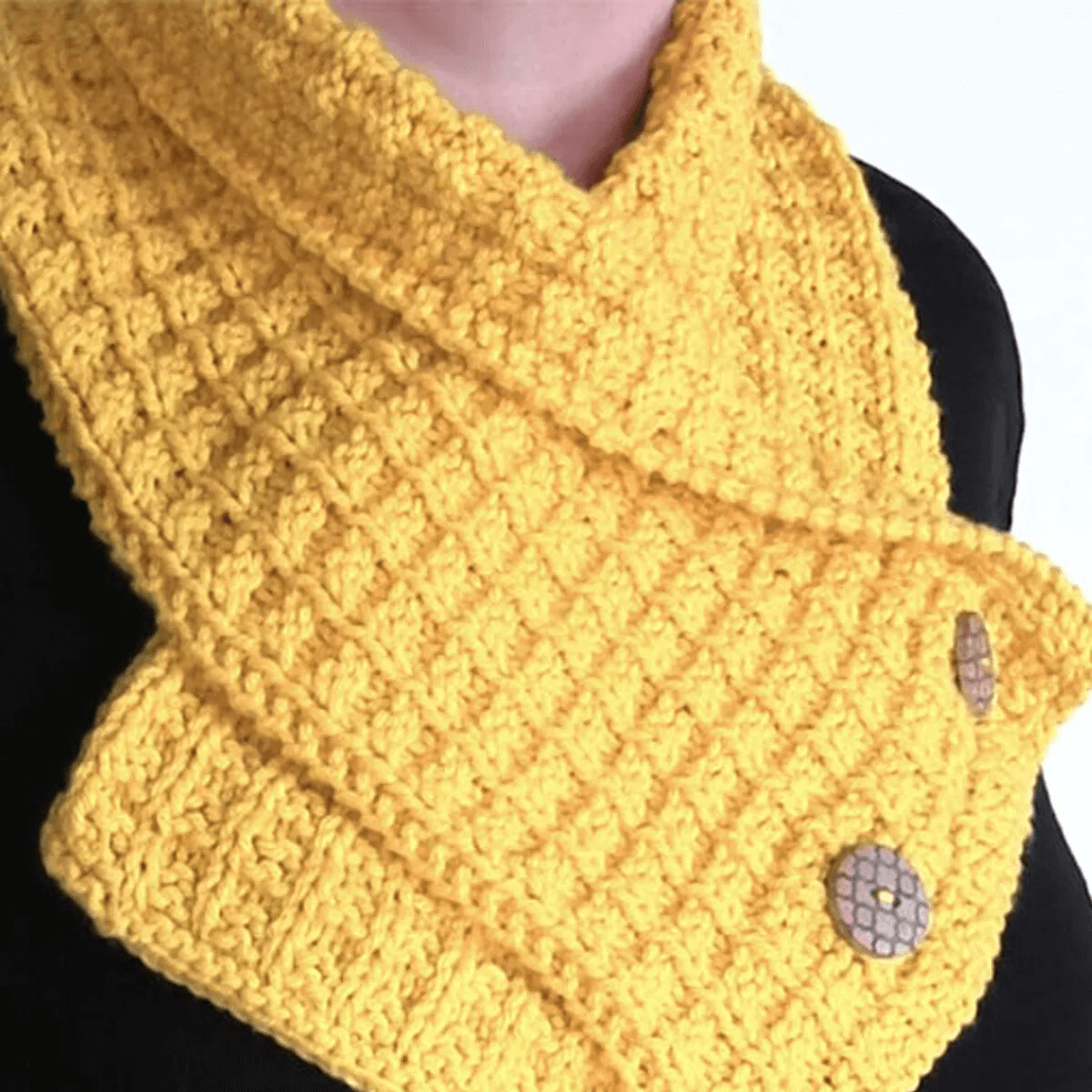 Yellow Wrap Up Button Scarf 