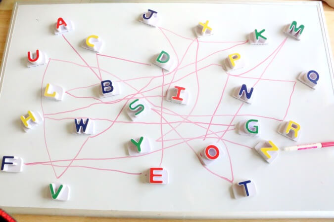 ABC Dot-To-Dot Matching Activity Idea For Kids With Magnetic Board