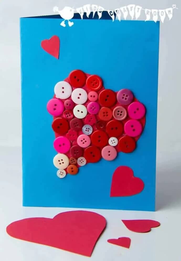 Adorable Button Heart Card For Valentine's Day Easy Card craft using Button