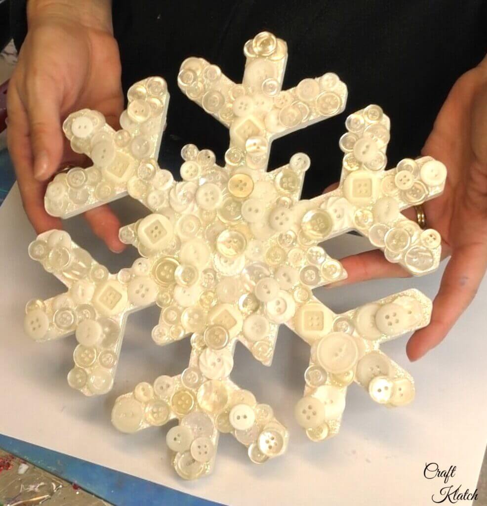 Adorable Button Snowflake Craft Idea For Kids Snowflake Button Craft Using popsicle stick