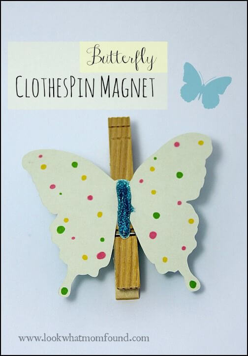 Adorable Clothespin Magnetic Butterfly Craft