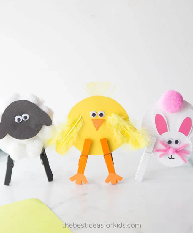 Adorable Easter Character Clothespin Craft For PreschoolersClothespin Crafts for Preschoolers