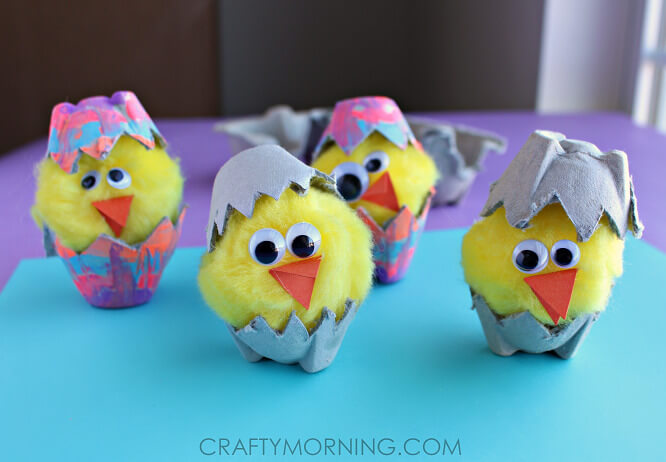 Adorable Hatching Chick Craft Idea With Old Egg Cartons Beautiful Egg Carton Chicks Crafts