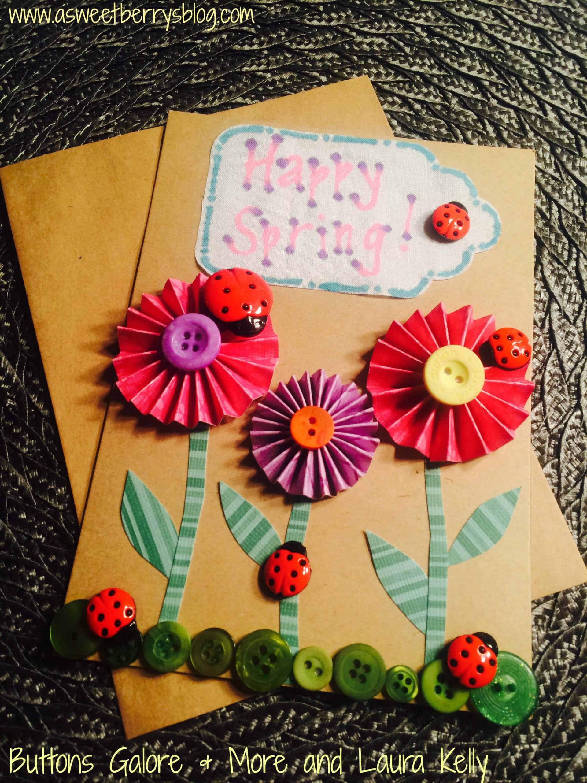 Adorable Ladybug Button Card Idea Using PaperButton Craft on paper