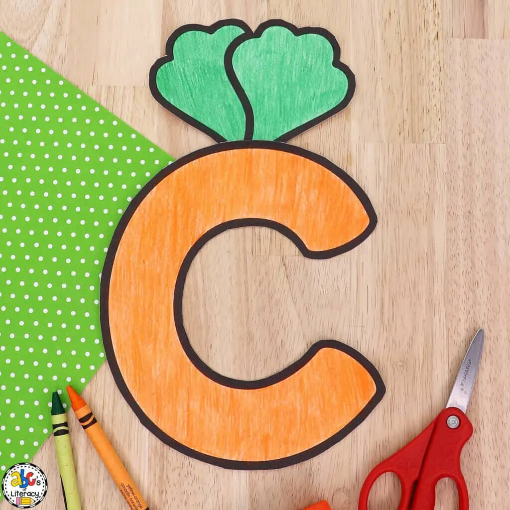 Adorable Letter C Carrot Craft For PreschoolersAlphabet Crafts for Kindergarten